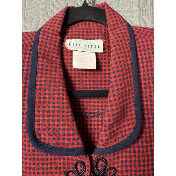 Vintage Check Blazer Jacket size 8 Dark Academia Tailored Red Black Plaid - Picture 6 of 9